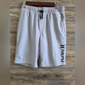 Hurley Gray Boys Shorts with Black Logo Size 14-16